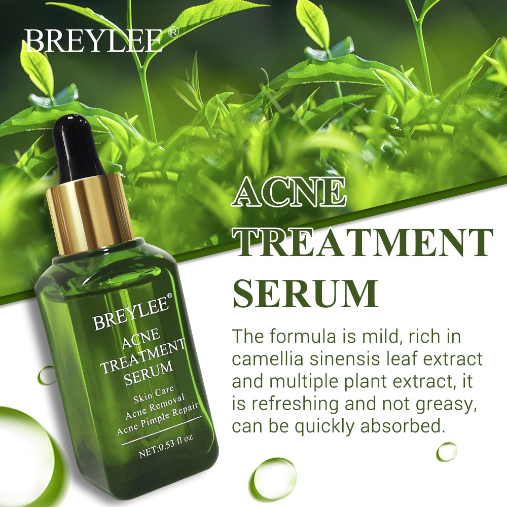 BREYLEE Acne Treatment Serum for Acne Scar &amp; Pimple Repair, gentle formula with plant extracts for effective skin care.