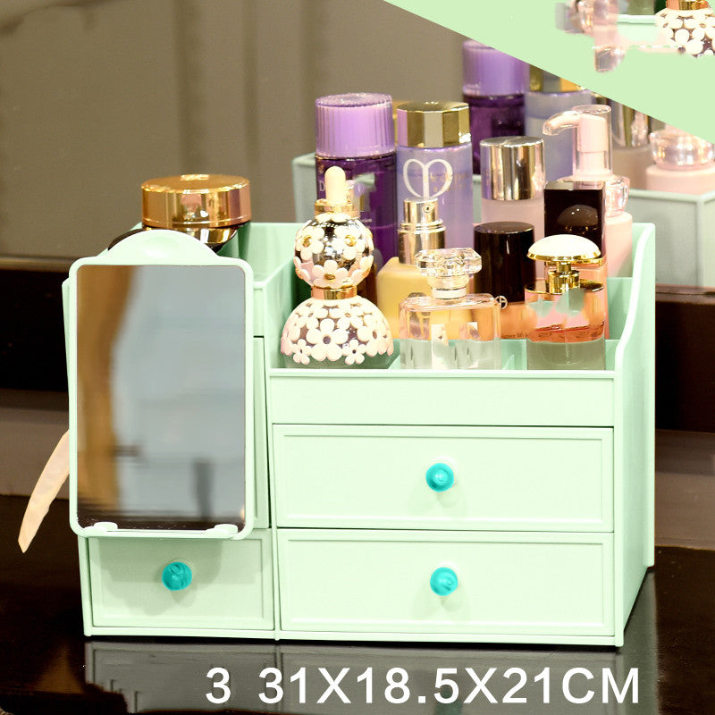Desktop Organizer Box With Mirror Paper Towel Skin Care Product Rack for skincare products