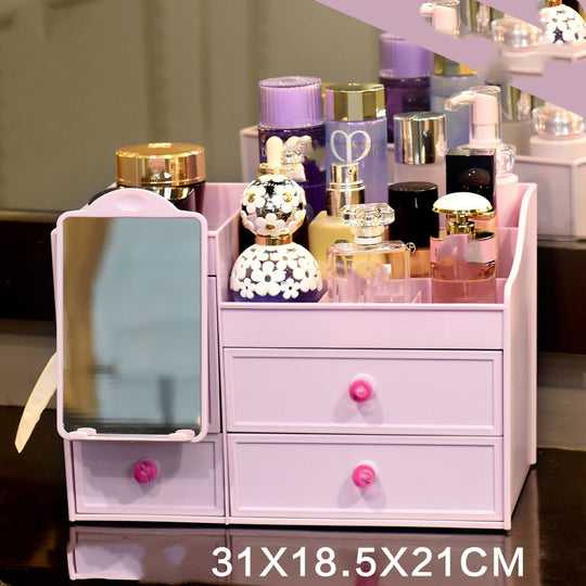 Desktop Organizer Box With Mirror Paper Towel Skin Care Product Rack for cosmetics