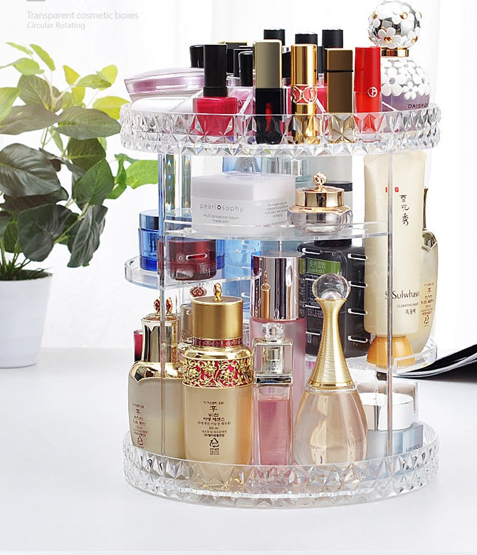 Rotating Cosmetic Storage Box diamond pattern organizer